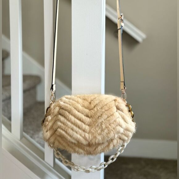 Luxury Real Mink Fur Handmade Fold Over Flap Bag/Shoulder Bag/Crossbody - Picture 3 of 16